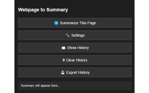 Webpage Summarizer from Chrome web store to be run with OffiDocs Chromium online Webpage Summarizer from Chrome web store to be run with OffiDocs Chromium online