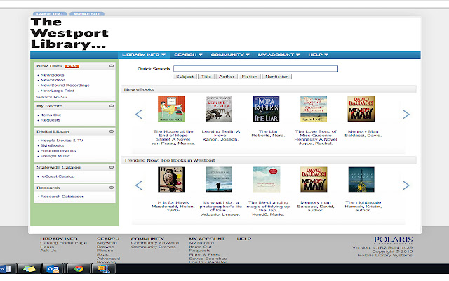 WESTPORT LIBRARY CATALOG from Chrome web store to be run with OffiDocs Chromium online WESTPORT LIBRARY CATALOG from Chrome web store to be run with OffiDocs Chromium online