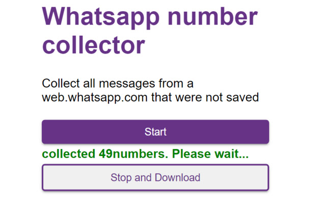 Whatsapp number collector from Chrome web store to be run with OffiDocs Chromium online Whatsapp number collector from Chrome web store to be run with OffiDocs Chromium online