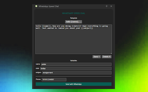 WhatsApp Speed Dial from Chrome web store to be run with OffiDocs Chromium online WhatsApp Speed Dial from Chrome web store to be run with OffiDocs Chromium online