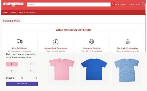 WhatWillWear Custom T Shirt Assistant from Chrome web store to be run with OffiDocs Chromium online WhatWillWear Custom T Shirt Assistant from Chrome web store to be run with OffiDocs Chromium online