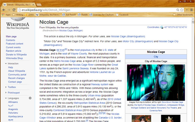 Wikilas Cage: Nicolas Cage for Wikipedia from Chrome web store to be run with OffiDocs Chromium online Wikilas Cage: Nicolas Cage for Wikipedia from Chrome web store to be run with OffiDocs Chromium online