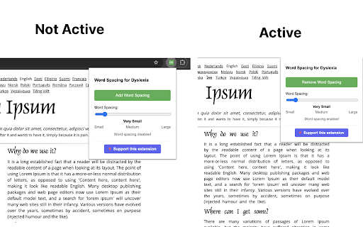 Word Spacing for Dyslexia from Chrome web store to be run with OffiDocs Chromium online Word Spacing for Dyslexia from Chrome web store to be run with OffiDocs Chromium online