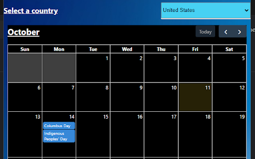 World Holiday Calendar from Chrome web store to be run with OffiDocs Chromium online World Holiday Calendar from Chrome web store to be run with OffiDocs Chromium online