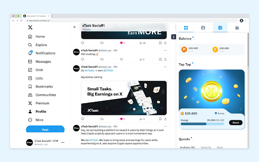 XTask Tap to Earn Quest to Earn SocialFi from Chrome web store to be run with OffiDocs Chromium online XTask Tap to Earn Quest to Earn SocialFi from Chrome web store to be run with OffiDocs Chromium online