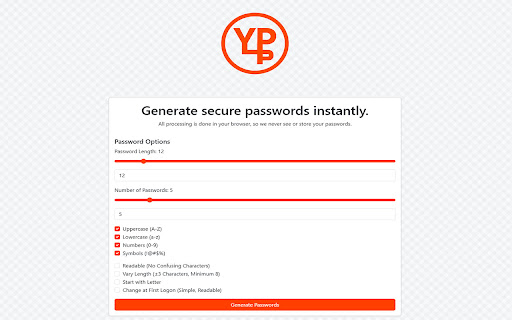YourPasswd.Com Secure Password Generator from Chrome web store to be run with OffiDocs Chromium online YourPasswd.Com Secure Password Generator from Chrome web store to be run with OffiDocs Chromium online