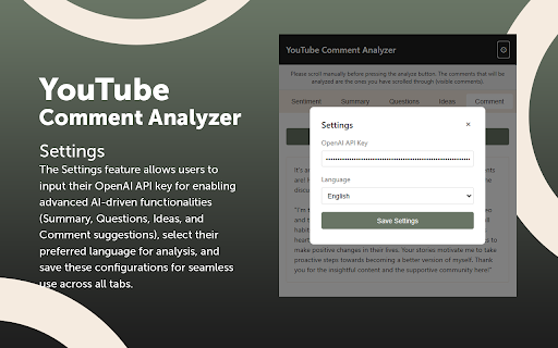 YouTube Comment Analyzer from Chrome web store to be run with OffiDocs Chromium online YouTube Comment Analyzer from Chrome web store to be run with OffiDocs Chromium online