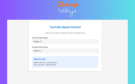 Youtube Custom Speed Control from Chrome web store to be run with OffiDocs Chromium online Youtube Custom Speed Control from Chrome web store to be run with OffiDocs Chromium online