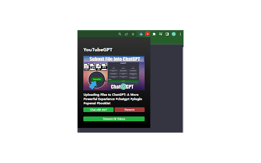 YouTubeGPT from Chrome web store to be run with OffiDocs Chromium online YouTubeGPT from Chrome web store to be run with OffiDocs Chromium online