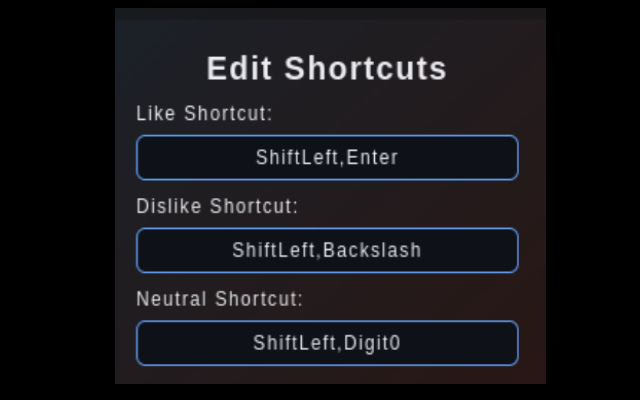 YouTube Like/Dislike Shortcuts from Chrome web store to be run with OffiDocs Chromium online YouTube Like/Dislike Shortcuts from Chrome web store to be run with OffiDocs Chromium online