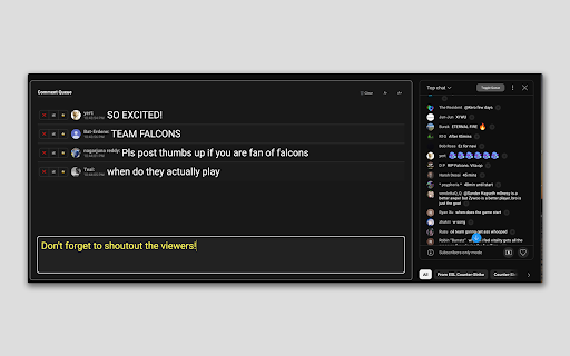YouTube Live Comment Queue from Chrome web store to be run with OffiDocs Chromium online YouTube Live Comment Queue from Chrome web store to be run with OffiDocs Chromium online
