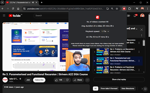 YouTube Playlist Duration from Chrome web store to be run with OffiDocs Chromium online YouTube Playlist Duration from Chrome web store to be run with OffiDocs Chromium online