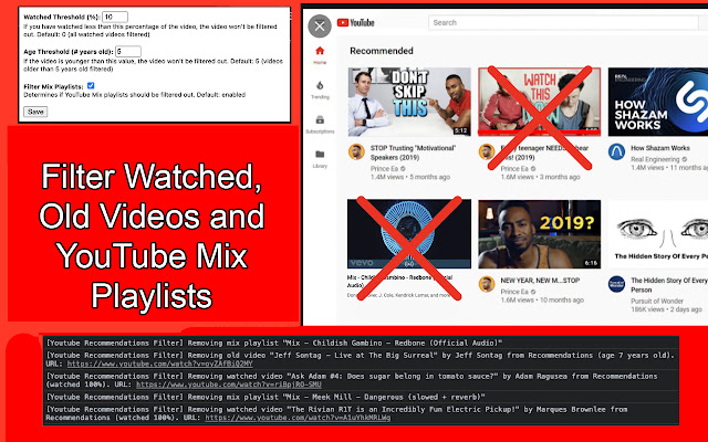 YouTube Recommendations Filter from Chrome web store to be run with OffiDocs Chromium online YouTube Recommendations Filter from Chrome web store to be run with OffiDocs Chromium online