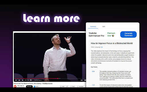 YouTube Summarizer Pro from Chrome web store to be run with OffiDocs Chromium online YouTube Summarizer Pro from Chrome web store to be run with OffiDocs Chromium online