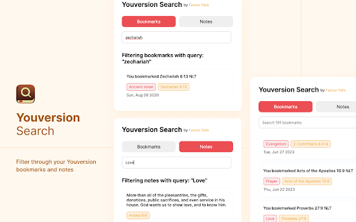 Youversion Search Filter notes bookmarks from Chrome web store to be run with OffiDocs Chromium online Youversion Search Filter notes bookmarks from Chrome web store to be run with OffiDocs Chromium online