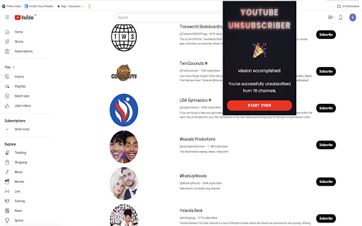 YT Unsubscriber from Chrome web store to be run with OffiDocs Chromium online YT Unsubscriber from Chrome web store to be run with OffiDocs Chromium online
