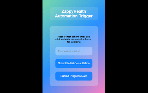ZappyHealth Automation Trigger from Chrome web store to be run with OffiDocs Chromium online ZappyHealth Automation Trigger from Chrome web store to be run with OffiDocs Chromium online