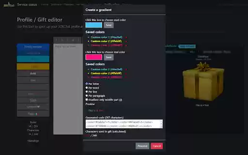 3DX Chat Profile / Gift Editor Enhancer from Chrome web store to be run with OffiDocs Chromium online 3DX Chat Profile / Gift Editor Enhancer from Chrome web store to be run with OffiDocs Chromium online