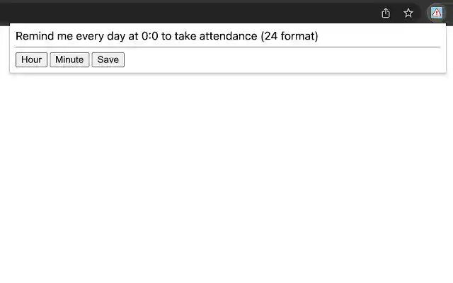 Attendance reminder from Chrome web store to be run with OffiDocs Chromium online Attendance reminder from Chrome web store to be run with OffiDocs Chromium online