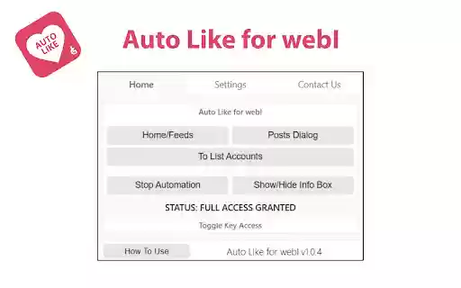 Auto Like for webI from Chrome web store to be run with OffiDocs Chromium online Auto Like for webI from Chrome web store to be run with OffiDocs Chromium online