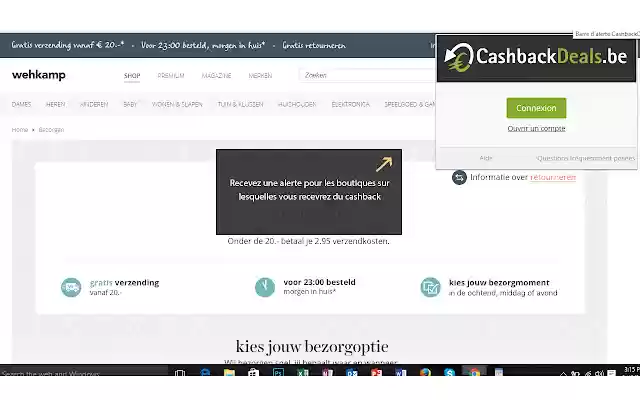 Barre d´alerte CashbackDeals from Chrome web store to be run with OffiDocs Chromium online Barre d´alerte CashbackDeals from Chrome web store to be run with OffiDocs Chromium online