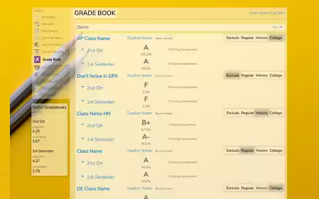 Better Gradebooks from Chrome web store to be run with OffiDocs Chromium online Better Gradebooks from Chrome web store to be run with OffiDocs Chromium online