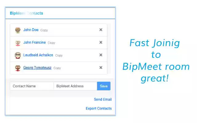 BipMeet Contacts from Chrome web store to be run with OffiDocs Chromium online BipMeet Contacts from Chrome web store to be run with OffiDocs Chromium online