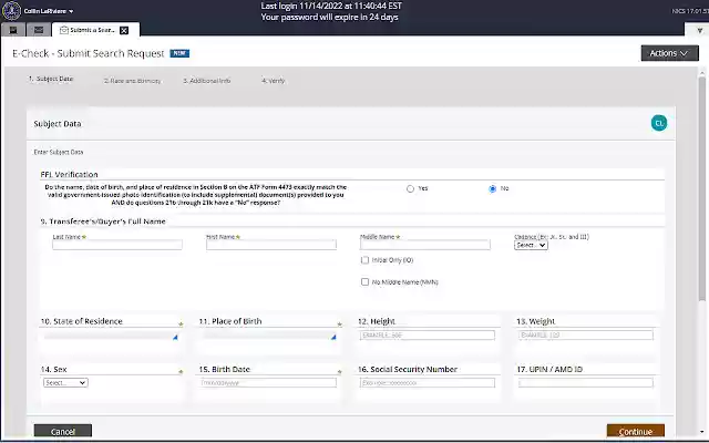Bravo E4473 auto eNICS background check from Chrome web store to be run with OffiDocs Chromium online Bravo E4473 auto eNICS background check from Chrome web store to be run with OffiDocs Chromium online
