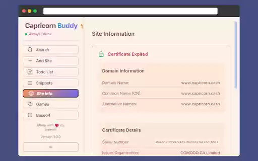 Capricorn Buddy from Chrome web store to be run with OffiDocs Chromium online Capricorn Buddy from Chrome web store to be run with OffiDocs Chromium online