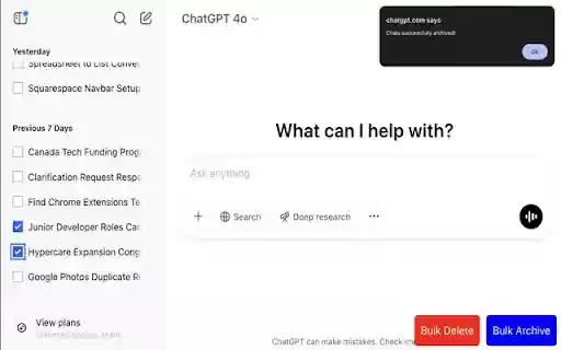 ChatGPT Multi Select Archive Delete Manager from Chrome web store to be run with OffiDocs Chromium online ChatGPT Multi Select Archive Delete Manager from Chrome web store to be run with OffiDocs Chromium online