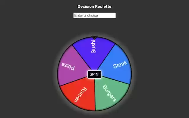 Decision Roulette from Chrome web store to be run with OffiDocs Chromium online Decision Roulette from Chrome web store to be run with OffiDocs Chromium online