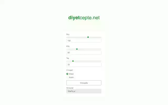 Diyetcepte Kalori Hesaplama from Chrome web store to be run with OffiDocs Chromium online Diyetcepte Kalori Hesaplama from Chrome web store to be run with OffiDocs Chromium online