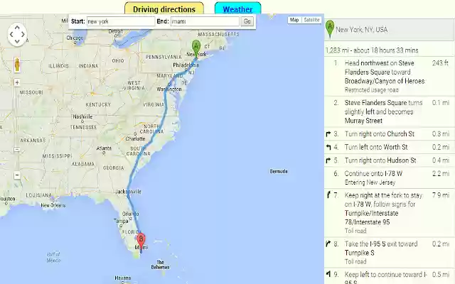 Driving directions with weather information from Chrome web store to be run with OffiDocs Chromium online Driving directions with weather information from Chrome web store to be run with OffiDocs Chromium online