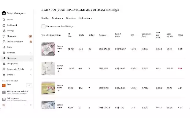 Etsy Tools Ad Stats Enhancer from Chrome web store to be run with OffiDocs Chromium online Etsy Tools Ad Stats Enhancer from Chrome web store to be run with OffiDocs Chromium online