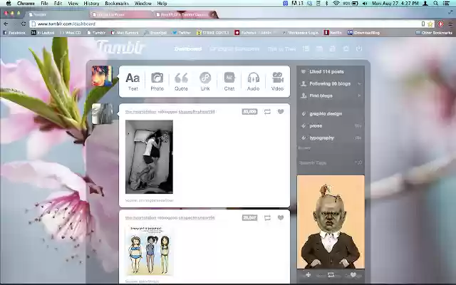 Facelift52 Tumblr Dashboard from Chrome web store to be run with OffiDocs Chromium online Facelift52 Tumblr Dashboard from Chrome web store to be run with OffiDocs Chromium online