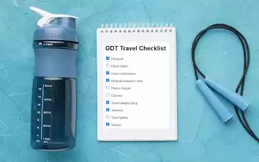 GDT Travel Checklist from Chrome web store to be run with OffiDocs Chromium online GDT Travel Checklist from Chrome web store to be run with OffiDocs Chromium online