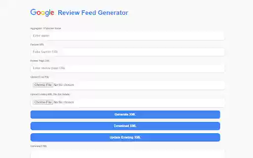Google Review Feed Generator from Chrome web store to be run with OffiDocs Chromium online Google Review Feed Generator from Chrome web store to be run with OffiDocs Chromium online