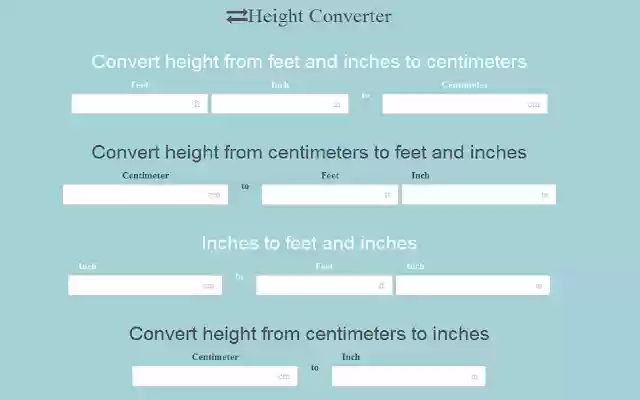 Height Converter from Chrome web store to be run with OffiDocs Chromium online Height Converter from Chrome web store to be run with OffiDocs Chromium online