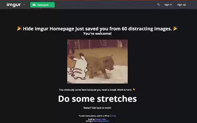 Hide imgur homepage from Chrome web store to be run with OffiDocs Chromium online Hide imgur homepage from Chrome web store to be run with OffiDocs Chromium online