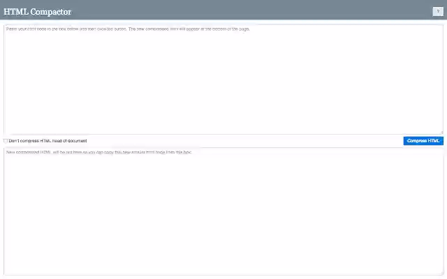 HTML Compactor from Chrome web store to be run with OffiDocs Chromium online HTML Compactor from Chrome web store to be run with OffiDocs Chromium online