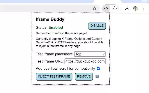 Iframe Buddy from Chrome web store to be run with OffiDocs Chromium online Iframe Buddy from Chrome web store to be run with OffiDocs Chromium online