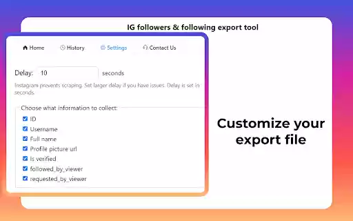 IG Exporter Scraper: Export Instagram Followers Following data to list from Chrome web store to be run with OffiDocs Chromium online IG Exporter Scraper: Export Instagram Followers Following data to list from Chrome web store to be run with OffiDocs Chromium online