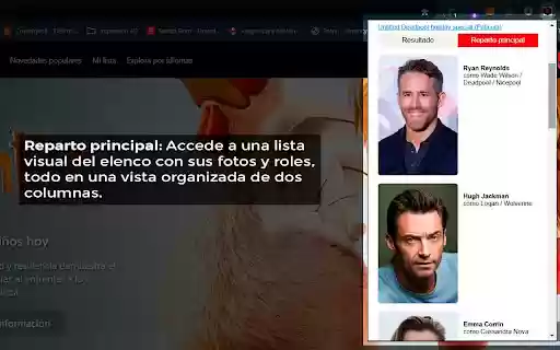 Info y Tráilers de Películas y Series Reseñas, Reparto y Más from Chrome web store to be run with OffiDocs Chromium online Info y Tráilers de Películas y Series Reseñas, Reparto y Más from Chrome web store to be run with OffiDocs Chromium online