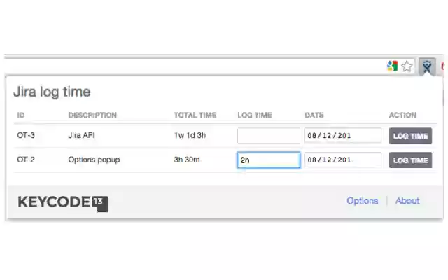 Jira Log Time from Chrome web store to be run with OffiDocs Chromium online Jira Log Time from Chrome web store to be run with OffiDocs Chromium online