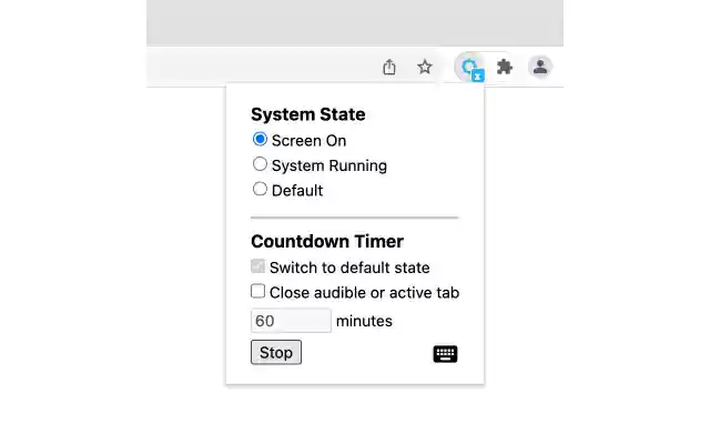 Keep Computer Awake (for a While) from Chrome web store to be run with OffiDocs Chromium online Keep Computer Awake (for a While) from Chrome web store to be run with OffiDocs Chromium online
