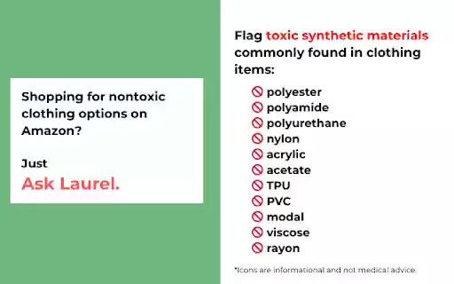 Laurel Filter Out Synthetic Clothing Materials on Amazon from Chrome web store to be run with OffiDocs Chromium online Laurel Filter Out Synthetic Clothing Materials on Amazon from Chrome web store to be run with OffiDocs Chromium online