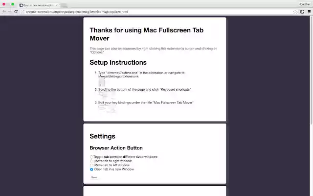 Mac Fullscreen Tab Mover from Chrome web store to be run with OffiDocs Chromium online Mac Fullscreen Tab Mover from Chrome web store to be run with OffiDocs Chromium online