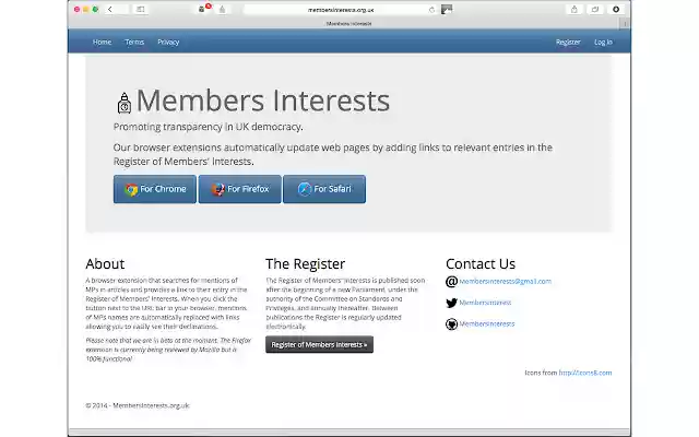 Members Interests from Chrome web store to be run with OffiDocs Chromium online Members Interests from Chrome web store to be run with OffiDocs Chromium online