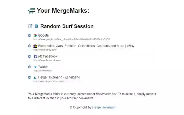 MergeMarks from Chrome web store to be run with OffiDocs Chromium online MergeMarks from Chrome web store to be run with OffiDocs Chromium online