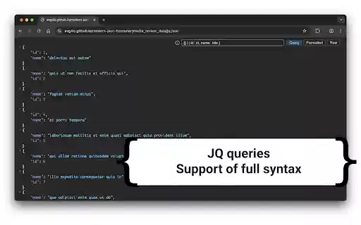 Modern JSON Formatter from Chrome web store to be run with OffiDocs Chromium online Modern JSON Formatter from Chrome web store to be run with OffiDocs Chromium online